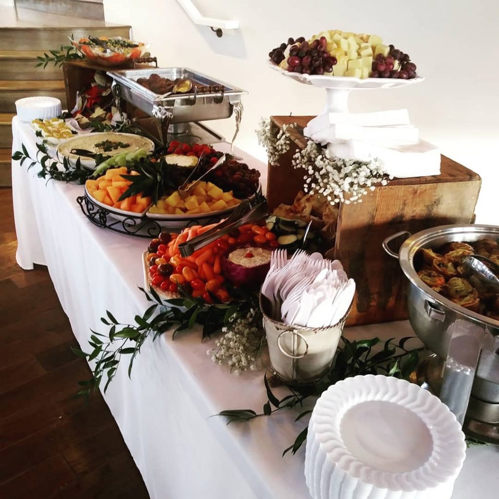 fruits and cheese platters setup